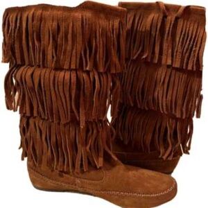 LC Lauren Conrad Brown Fringe Moccasins